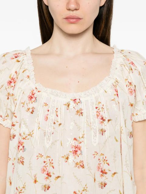 DÔEN Frederica floral-print blouse - Brown
