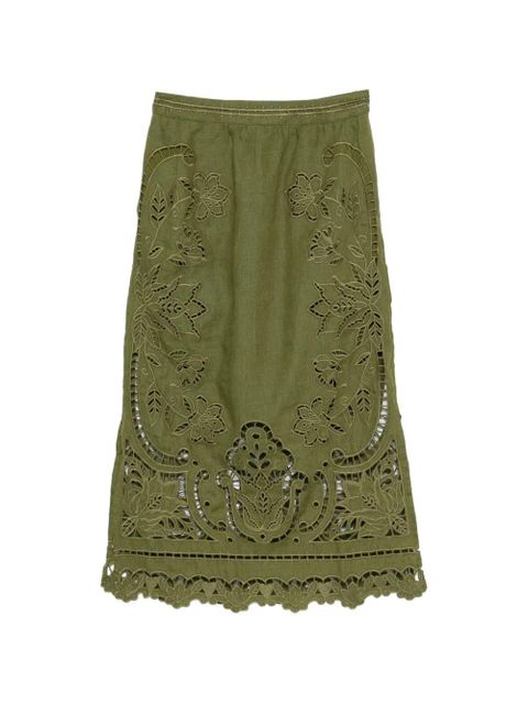 FARM Rio floral cut-out midi skirt - Green - zdjęcie produktu nr 1