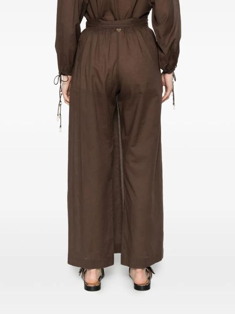 TWINSET wrap-front wide-leg trousers - Brown
