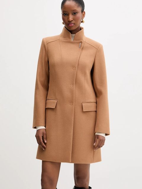 Liu Jo płaszcz z domieszką wełny kolor brązowy MF5119 J4873 - zdjęcie produktu nr 1