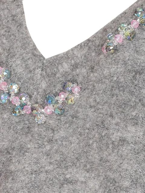 PINKO Dancing Queen embellished V-neck sweater - Grey