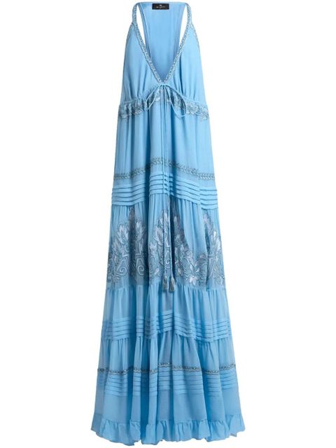 ETRO floral-embroidered silk dress - Blue - zdjęcie produktu nr 1