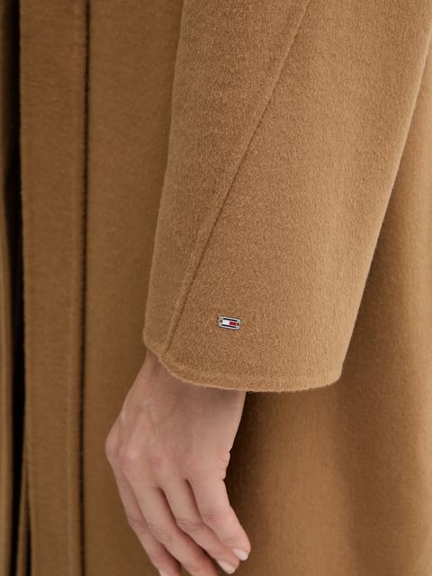 Tommy Hilfiger płaszcz z wełną kolor brązowy WW0WW47286