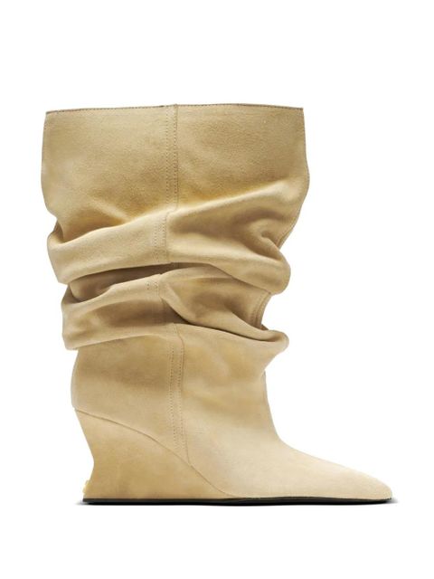 Balmain draped suede Wedge ankle boots - Neutrals - zdjęcie produktu nr 1