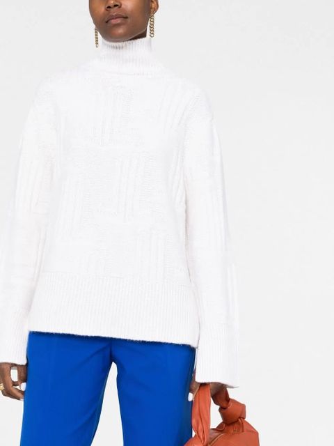 Lanvin funnel-neck knitted jumper - White
