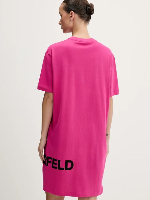 Karl Lagerfeld Jeans sukienka bawełniana kolor różowy mini prosta B1W13054