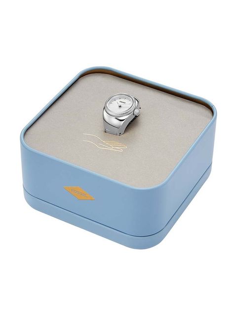 Fossil zegarek w formie pierścionka damski kolor srebrny