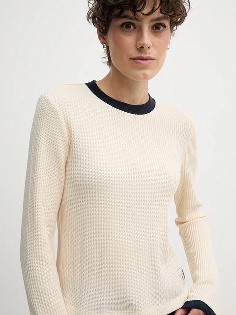 Calvin Klein Jeans longsleeve kolor beżowy LV047D225G