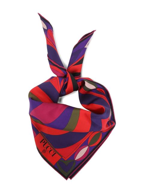 PUCCI geometric-pattern silk scarf - Blue
