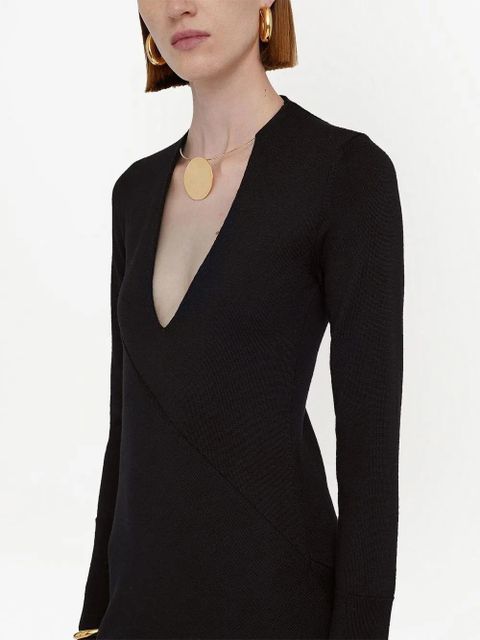 Jil Sander scoop-neck virgin wool midi dress - Black
