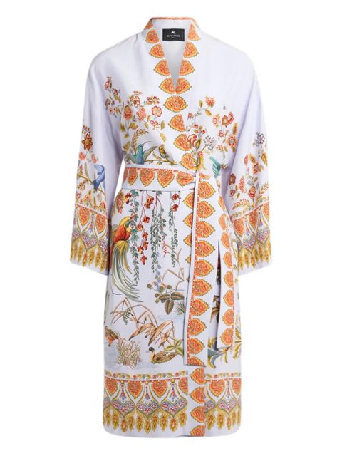 ETRO flora fauna-print silk robe - White - zdjęcie produktu nr 1