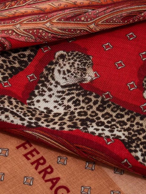 Ferragamo Madras-print cashmere scarf - Red - zdjęcie produktu nr 2