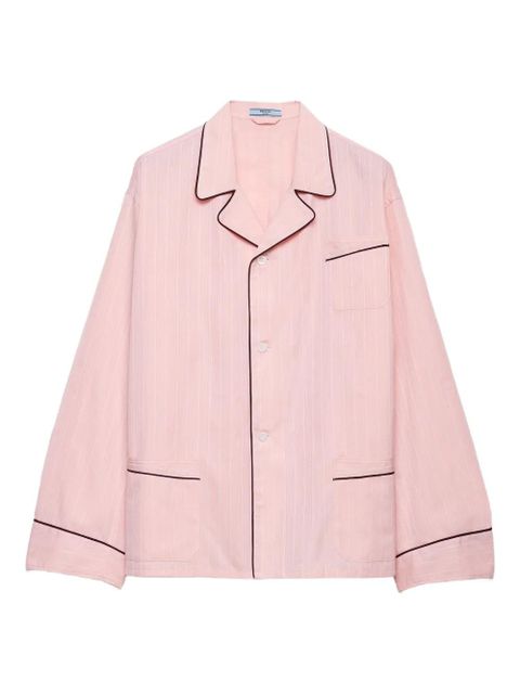 Prada bowling-collar piping cotton shirt - Pink - zdjęcie produktu nr 1