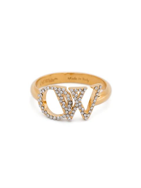 Off-White rhinestone-embellished ring - Gold