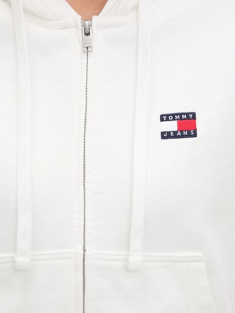 Tommy Jeans bluza bawełniana damska kolor biały z kapturem z aplikacją DW0DW21147