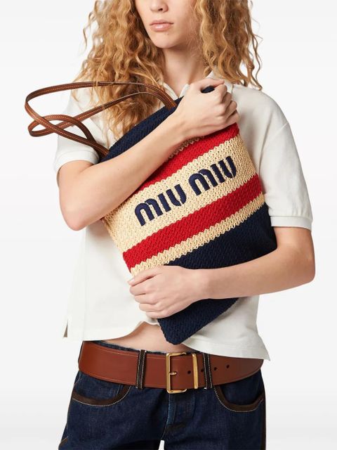 Miu Miu striped crochet tote bag - Neutrals