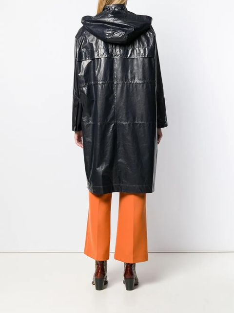 Yves Salomon oversized leather parka - Blue