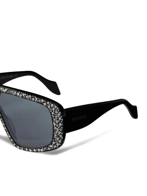 PINKO crystal-embellished geometric sunglasses - Black