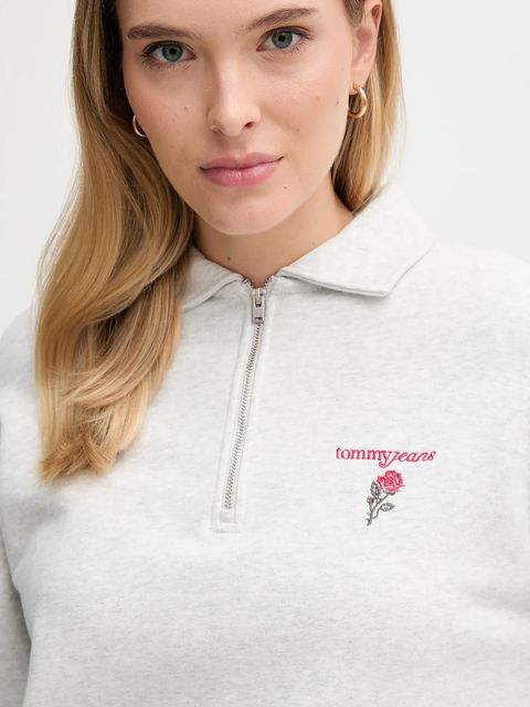 Tommy Jeans bluza bawełniana damska kolor szary gładka DW0DW22182