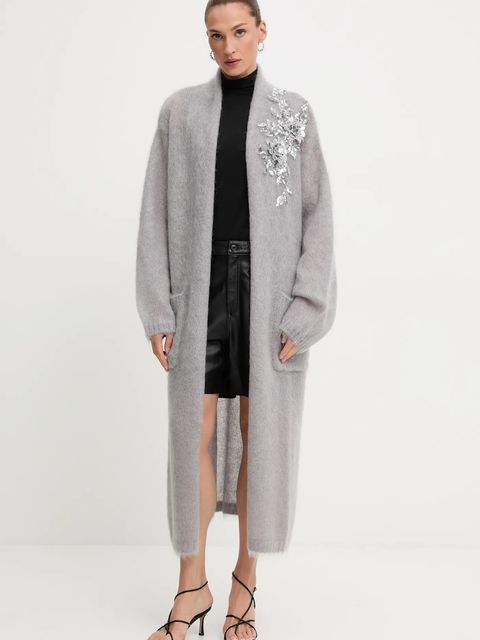 Blugirl Blumarine kardigan z dodatkiem wełny damski kolor szary ciepły RF5080.MS037 - zdjęcie produktu nr 1