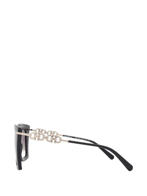Ferragamo logo-plaque square-frame sunglasses - Black