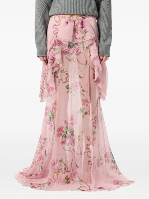 Blumarine floral-print silk long skirt - Pink - zdjęcie produktu nr 2