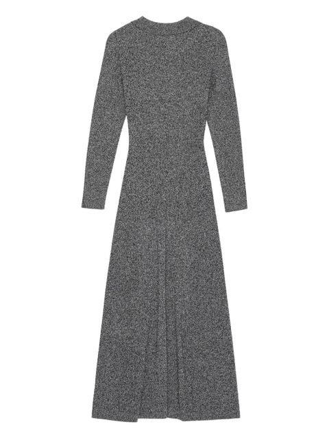GANNI long sleeve collared maxi dress - Grey