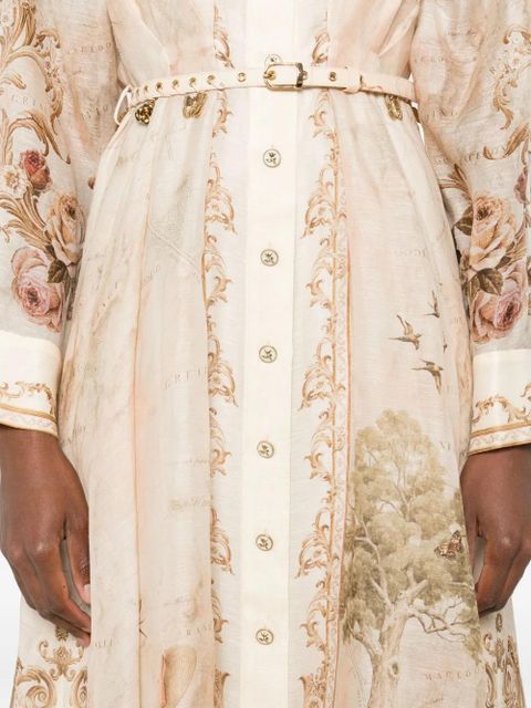 ZIMMERMANN floral-print buttoned midi dress - Neutrals