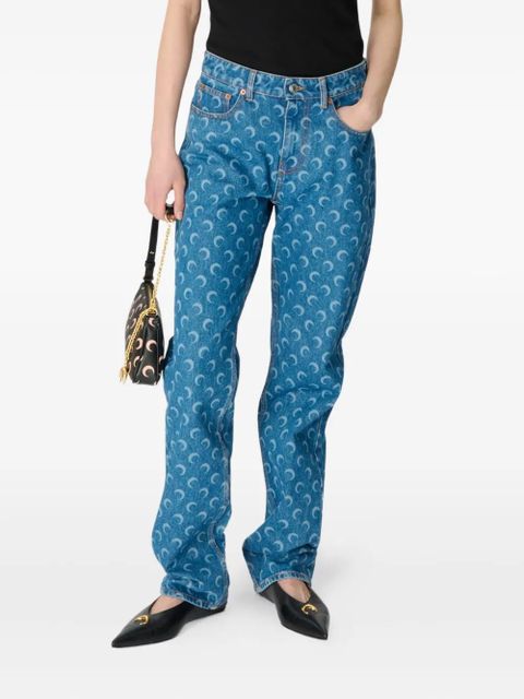Marine Serre Moon Laser straight jeans - Blue