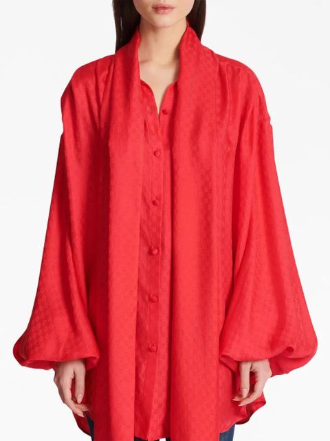 Balmain monogram-jacquard silk shirt - Red