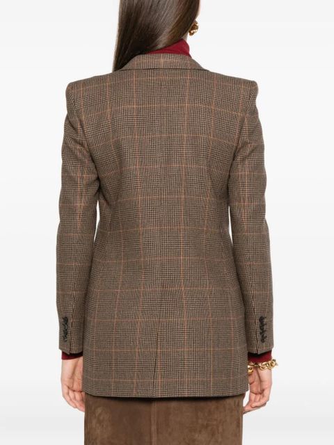 Saint Laurent checked single-breasted blazer - Brown