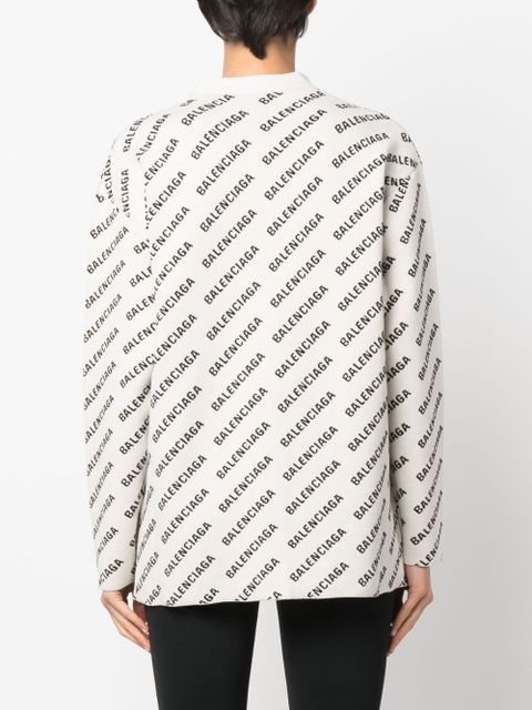Balenciaga Mini Allover Logo cardigan - White