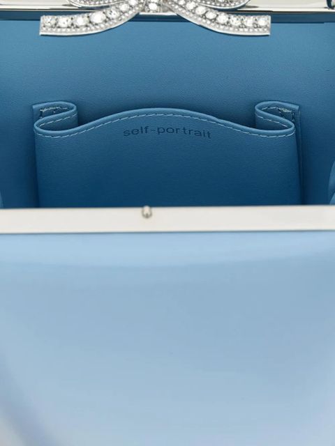 Self-Portrait rhinestone-bow tote bag - Blue