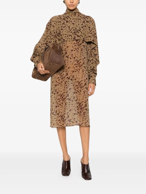 Ferragamo ruffled printed midi dress - Brown - zdjęcie produktu nr 2