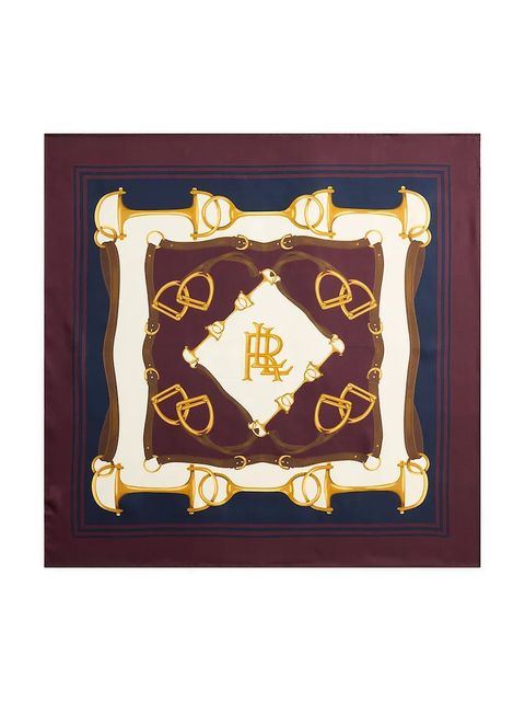 Lauren Ralph Lauren apaszka jedwabna damski kolor bordowy wzorzysta 454P09802