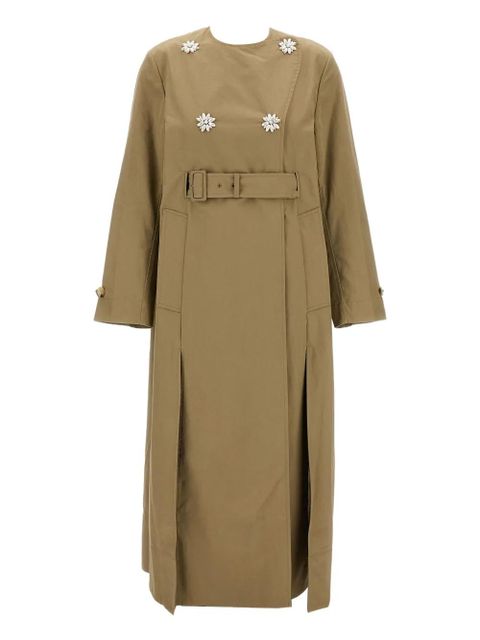 Simone Rocha embellished belted coat - Brown