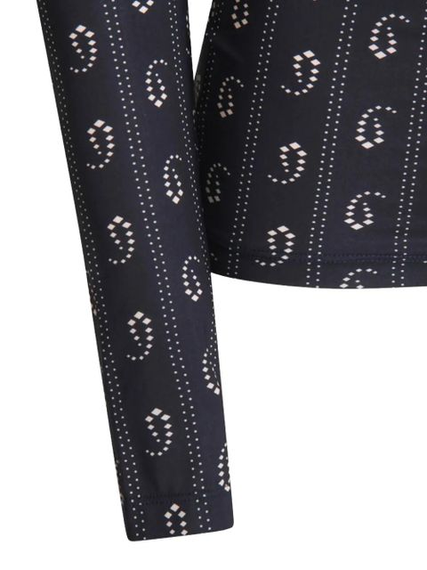 Tory Burch geometric-print turtleneck top - Blue