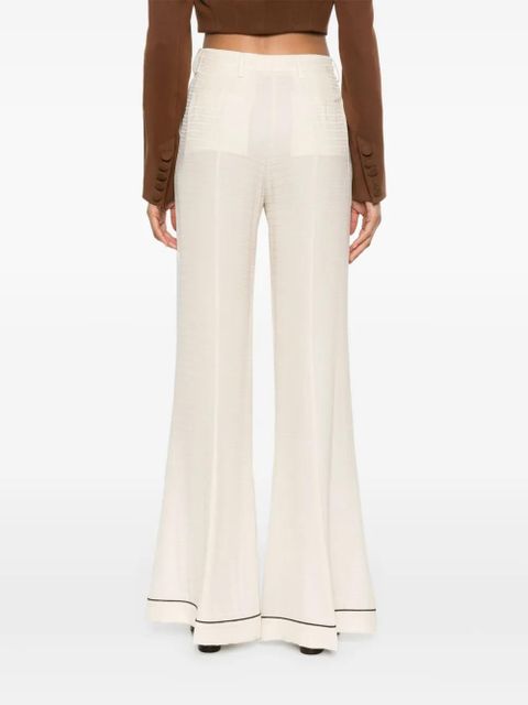 Prada high-waisted flared silk trousers - Neutrals
