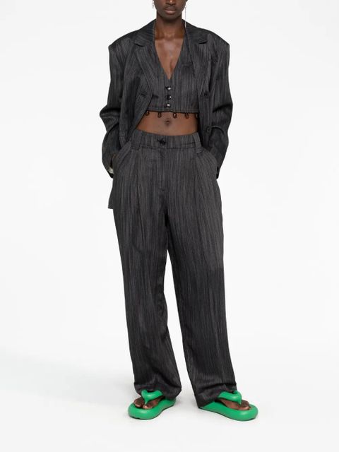 GANNI striped wide-leg trousers - Black