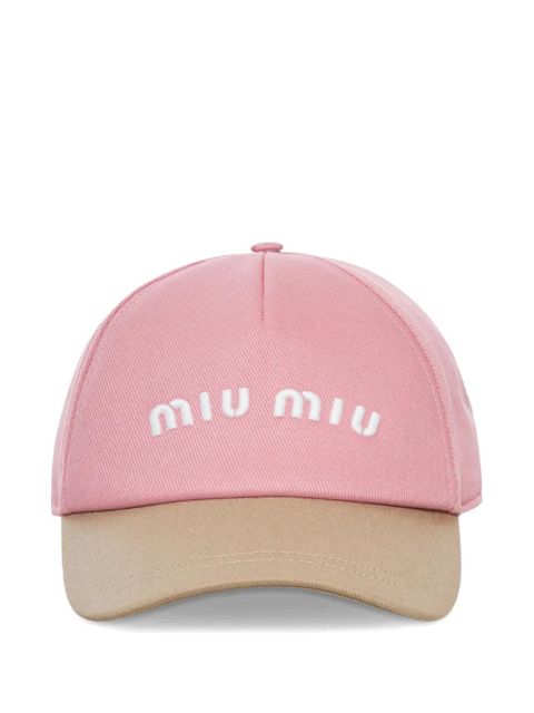 Miu Miu Drill two-tone logo baseball cap - Pink - zdjęcie produktu nr 1