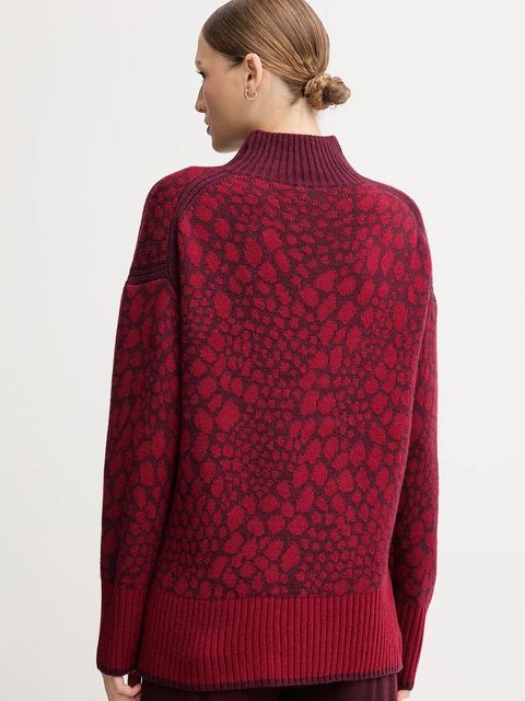 Marc Aurel sweter z dodatkiem wełny damski kolor czerwony ciepły z półgolfem 8026-8000-82046 - zdjęcie produktu nr 2