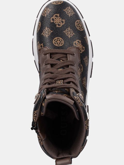 Guess botki BENZON damskie kolor brązowy na platformie FLFBNZ FAL12