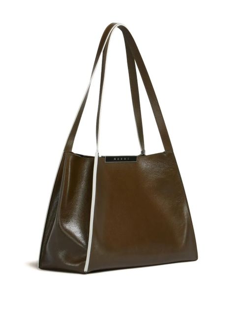 Marni leather tote bag - Brown