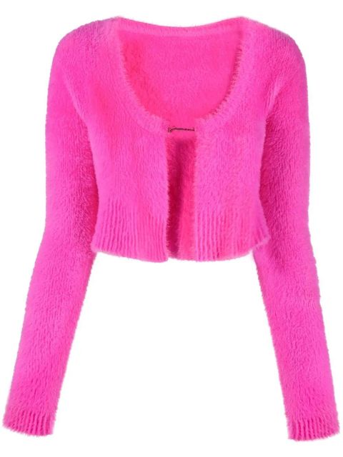 Jacquemus La Maille logo-charm cropped cardigan - Pink - zdjęcie produktu nr 1