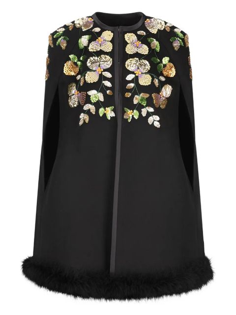 Valentino Garavani floral-embellished cape - Black - zdjęcie produktu nr 1