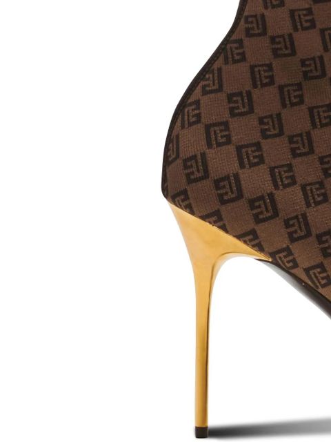 Balmain Skye 95mm monogram-jacquard boots - Brown