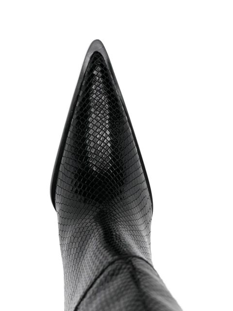 Coperni python-embossed cowboy boots - Black