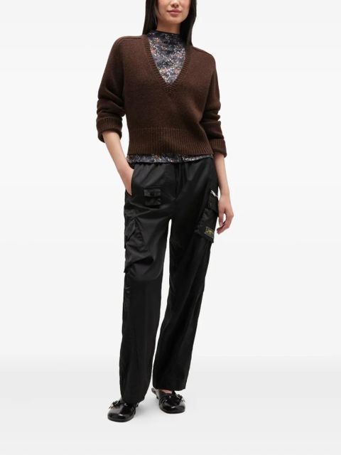 GANNI wool yak mix V-neck knit - Brown