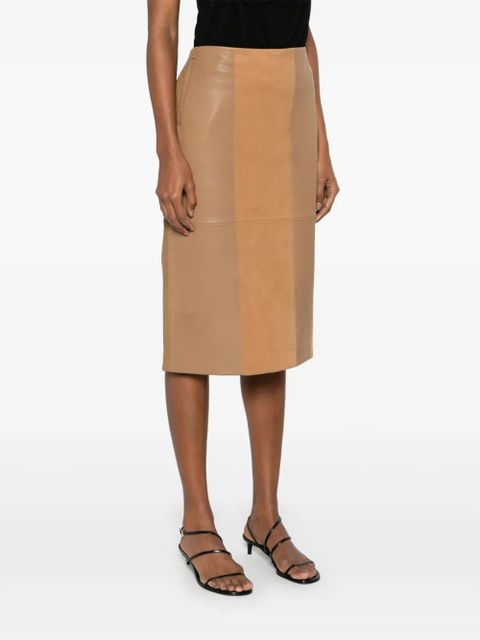 Christopher Esber scuffed-leather midi skirt - Neutrals