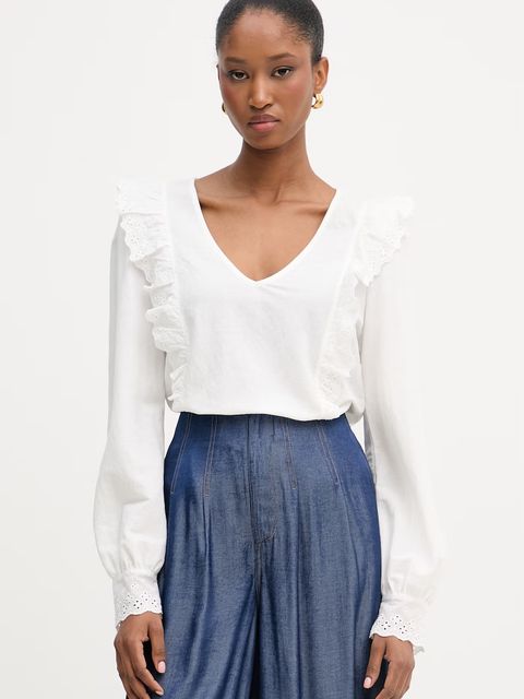 Morgan bluzka z falbanką damska bawełniana - zdjęcie produktu nr 2